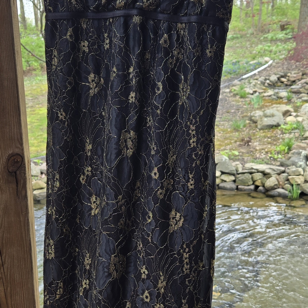 Lulu's Black and Gold Embellished Maxi Dress